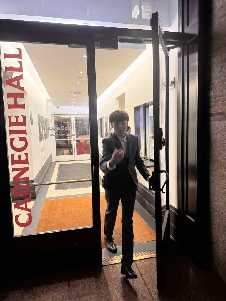 Alex at the performer's entrance at Carnegie Hall